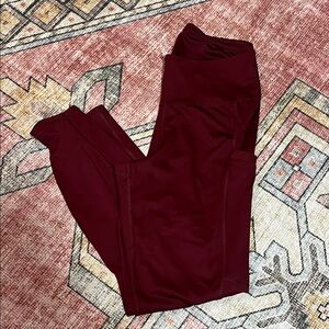 Fabletics Burgundy Active Leggings